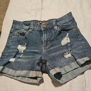 Crystal Doll Blue Distressed Jean Shorts